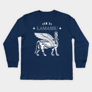 Lamassu Illustration V2 (white print) Kids Long Sleeve T-Shirt